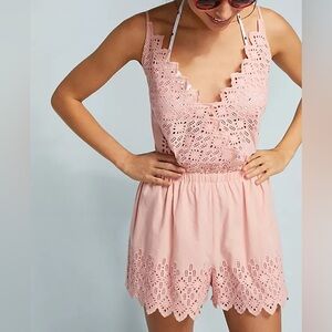 ✨5 FOR $25✨ Seafolly Australia Pink Eyelet Lace Romper *FLAWED**